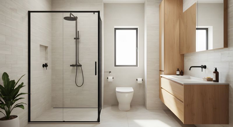 Contemporary Shower with Black Frame